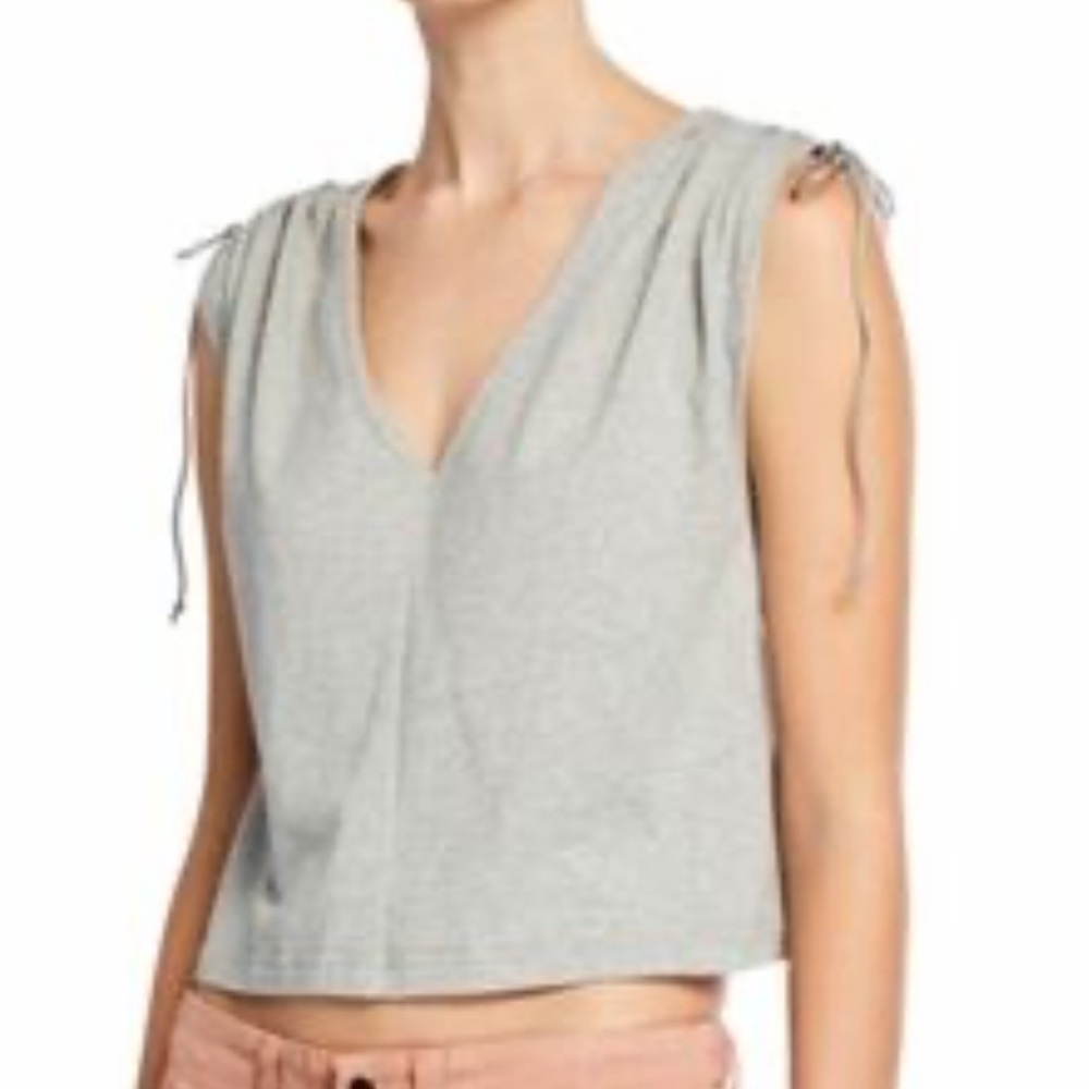 Veronica Beard Light Gray V-Neck Cropped Camisole